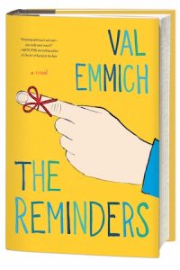 Cover of The Reminders by Val Emmich; a string is tied around the pointing index finger of a white hand